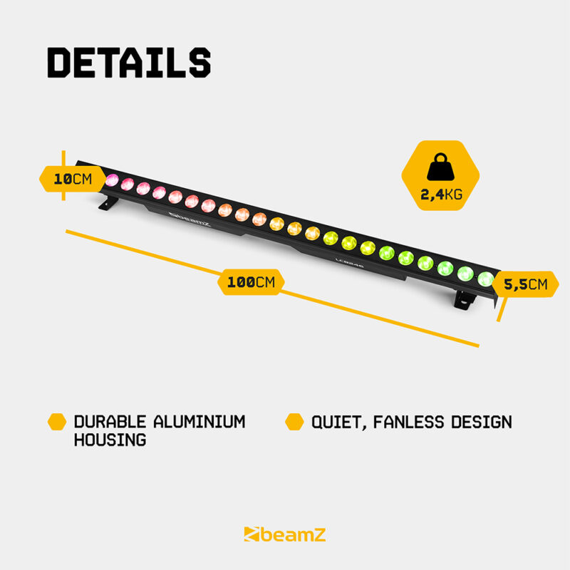 2x Beamz LCB246 Aluminium LED Light Bars – 24x6W – RGBAW-UV