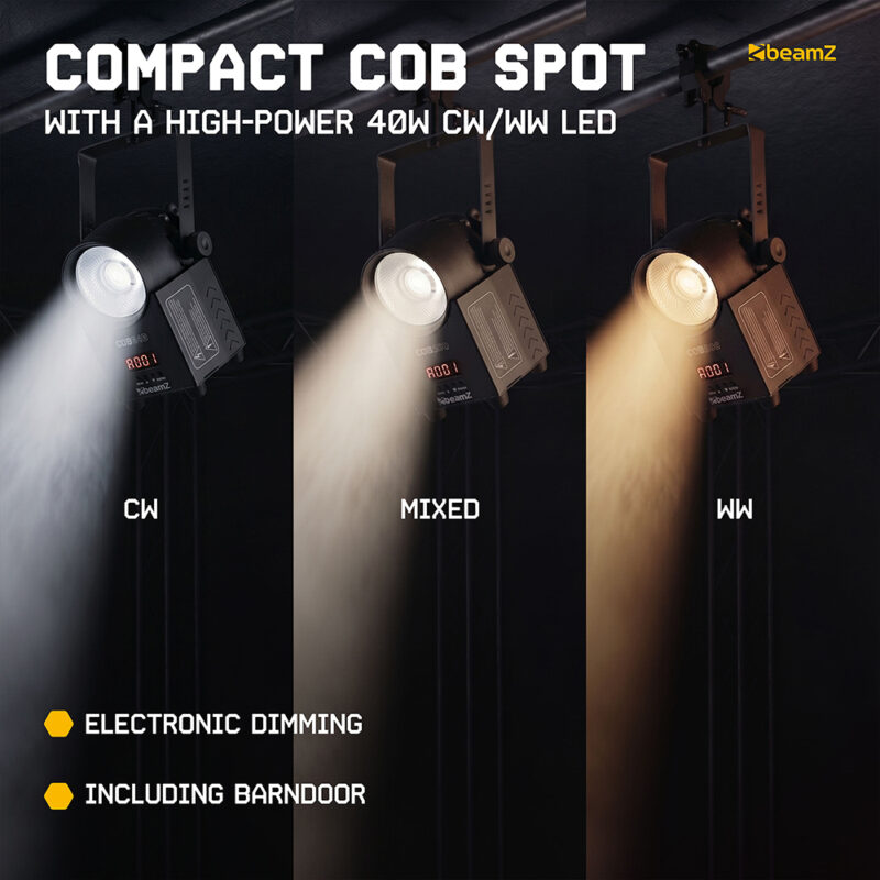 BeamZ COB040 COB LED Spot Light with DMX & Carry Bag – WW/CW