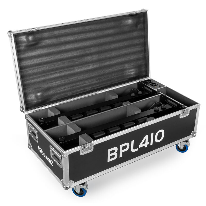 2x BeamZ BPL410W Battery Powered Event Mast Lights with Flight Case