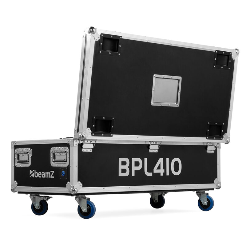 2x BeamZ BPL410W Battery Powered Event Mast Lights with Flight Case