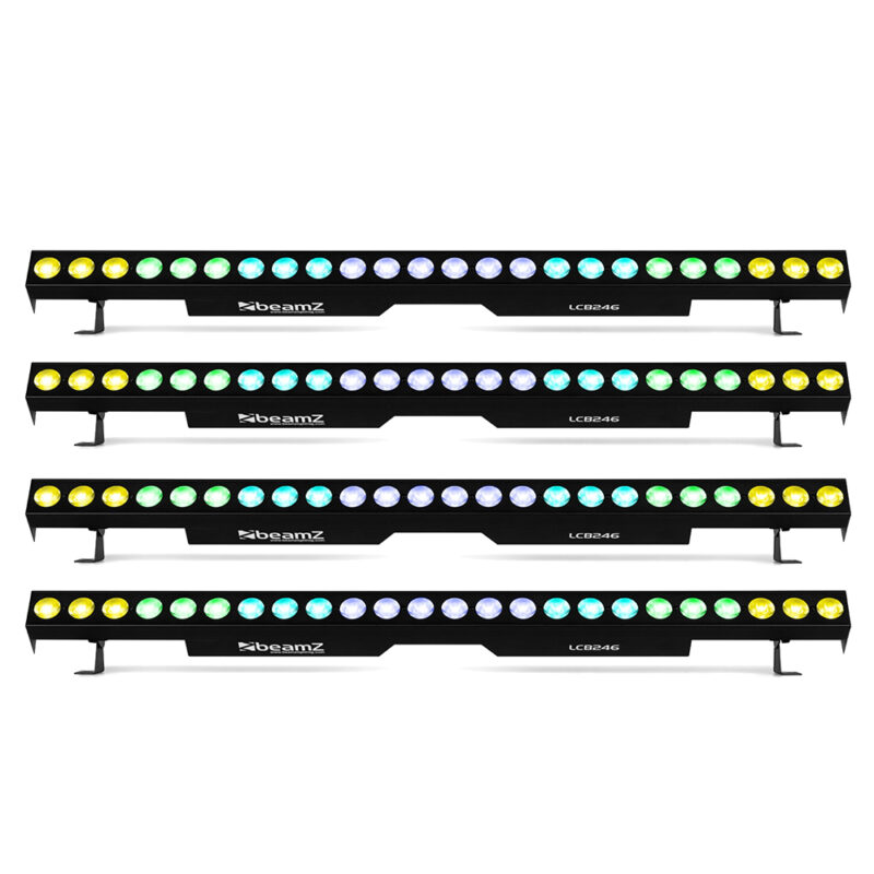 4x Beamz LCB246 Aluminium LED Light Bars – 24x6W – RGBAW-UV 4x Beamz LCB246 Aluminium LED Light Bars – 24x6W – RGBAW-UV