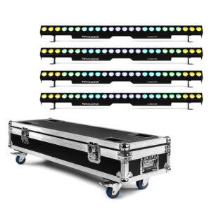 4x Beamz LCB246 Aluminium LED Light Bars – RGBAW-UV with Flight Case 4x Beamz LCB246 Aluminium LED Light Bars – RGBAW-UV with Flight Case
