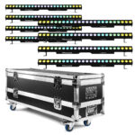 8x Beamz LCB246 Aluminium LED Light Bars – RGBAW-UV with Flight Case