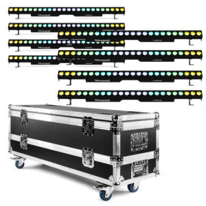 8x Beamz LCB246 Aluminium LED Light Bars – RGBAW-UV with Flight Case 8x Beamz LCB246 Aluminium LED Light Bars – RGBAW-UV with Flight Case