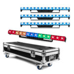 4x Beamz LCB14C Hybrid LED Light Bars with Pixel Control and Case