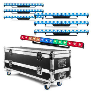 8x Beamz LCB14C Hybrid LED Light Bars with Pixel Control and Case 8x Beamz LCB14C Hybrid LED Light Bars with Pixel Control and Case