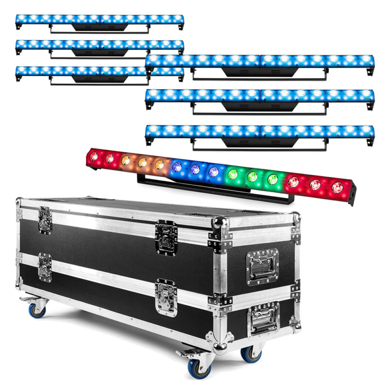 8x Beamz LCB14C Hybrid LED Light Bars with Pixel Control and Case 8x Beamz LCB14C Hybrid LED Light Bars with Pixel Control and Case