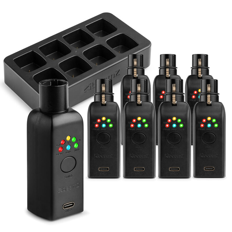 BeamZ EazyLink 3-Pin XLR Wireless DMX System with 7 Receivers & Dock BeamZ EazyLink 3-Pin XLR Wireless DMX System with 7 Receivers & Dock