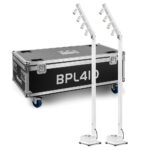 2x BeamZ BPL410W Battery Powered Event Mast Lights with Flight Case