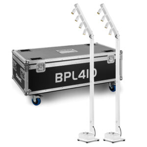 2x BeamZ BPL410W Battery Powered Event Mast Lights with Flight Case 2x BeamZ BPL410W Battery Powered Event Mast Lights with Flight Case