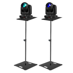 2x BeamZ Cobra 100H DJ Moving Head Light with Square Base Plinth Stand