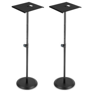 2x Vonyx Round Base DJ Lighting Plinth Stands with Shelves – 1.8m 35kg 2x Vonyx Round Base DJ Lighting Plinth Stands with Shelves – 1.8m 35kg