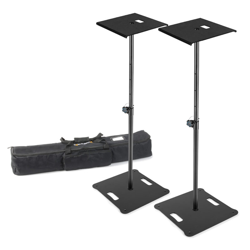 2x Vonyx Square Base Lighting Plinth Stands with Shelves – 1.8m 35kg