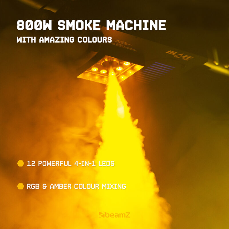 BeamZ BLAZE800 800W Vertical Smoke Machine 12x4W 4in1 LED & 5L Fluid