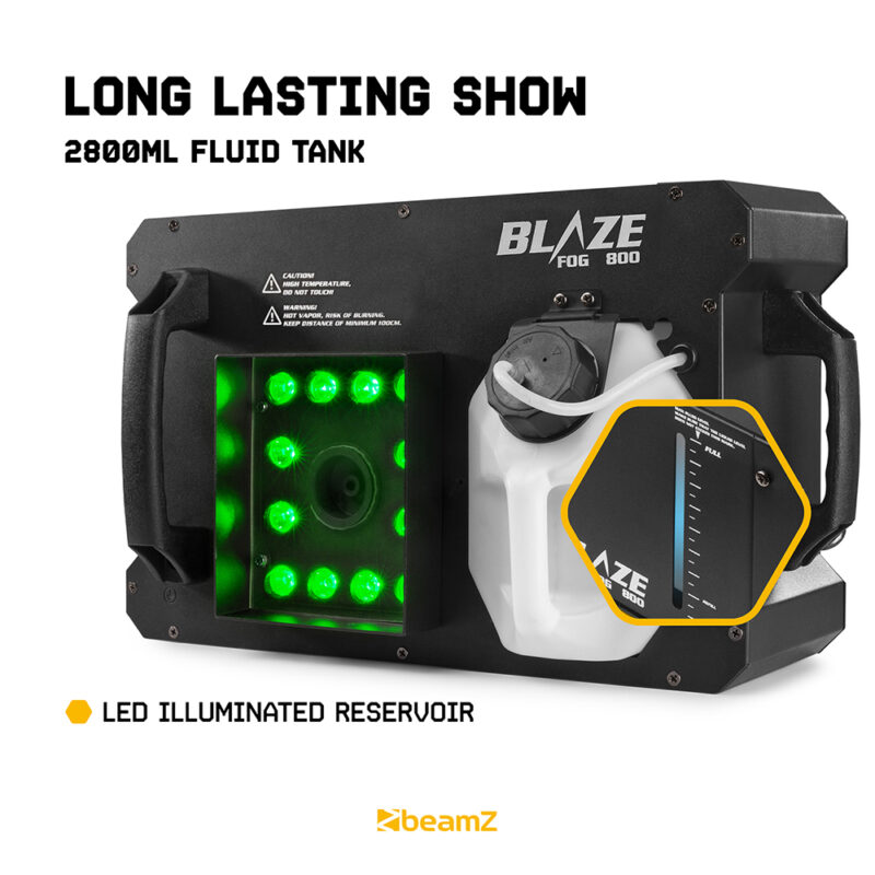 BeamZ BLAZE800 800W Vertical Smoke Machine 12x4W 4in1 LED & 5L Fluid