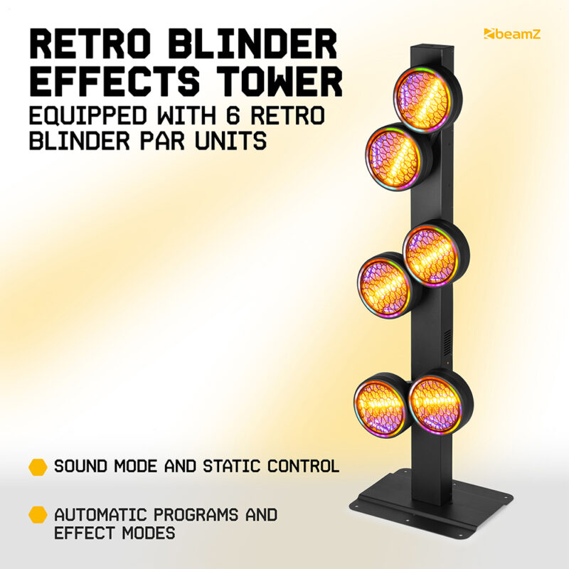 BeamZ RB640 Motorised Retro Stage Blinder Effects Tower 6x 40W COB LED