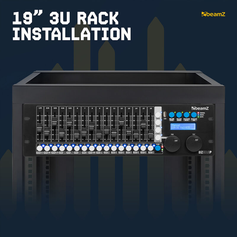 BeamZ BZ512P 19″ Rack Mountable 3-Pin DMX Controller – 512 Channels