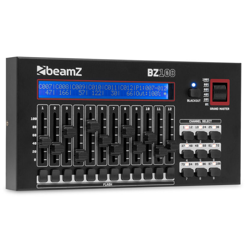 BeamZ BZ108 Compact 3-Pin DMX Controller for LED Lights – 108 Channels