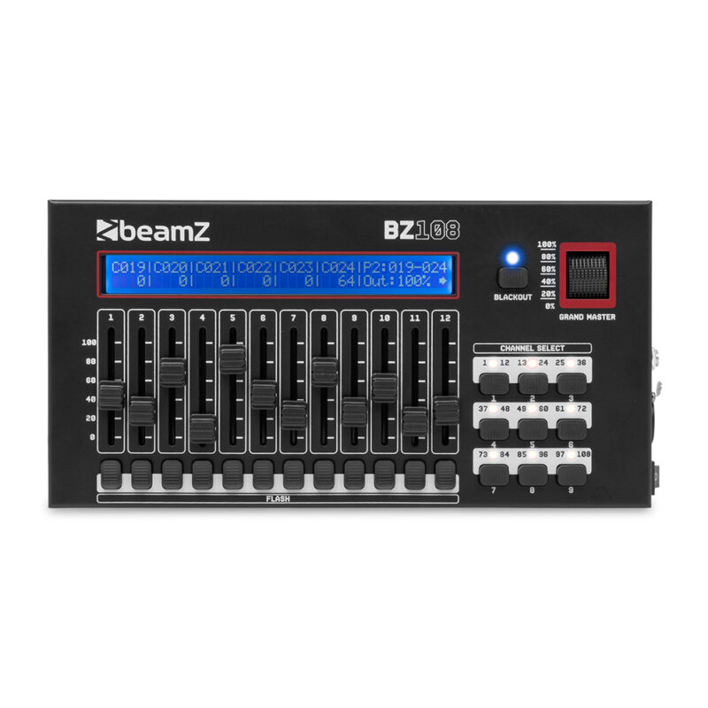 BeamZ BZ108 Compact 3-Pin DMX Controller for LED Lights – 108 Channels BeamZ BZ108 Compact 3-Pin DMX Controller for LED Lights – 108 Channels