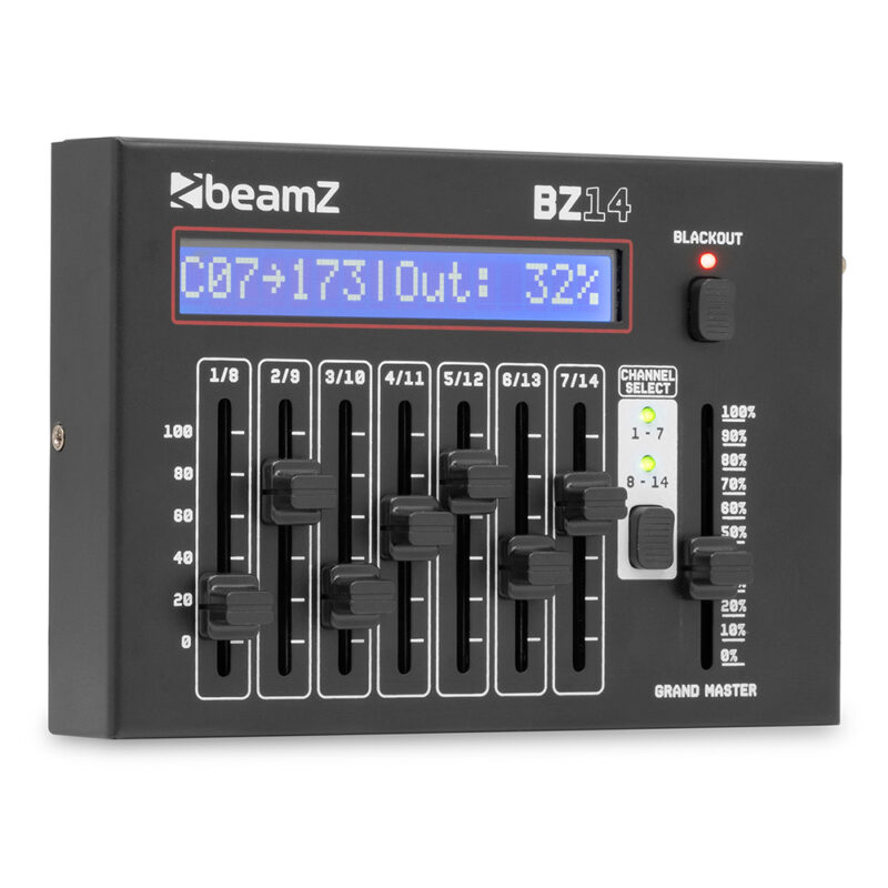 BeamZ BZ14 Compact 3-Pin DMX Controller for LED Lights – 14 Channels