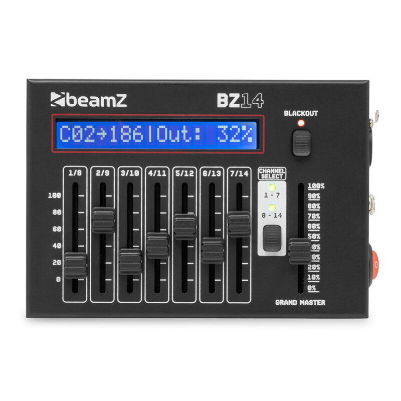 BeamZ BZ14 Compact 3-Pin DMX Controller for LED Lights – 14 Channels BeamZ BZ14 Compact 3-Pin DMX Controller for LED Lights – 14 Channels
