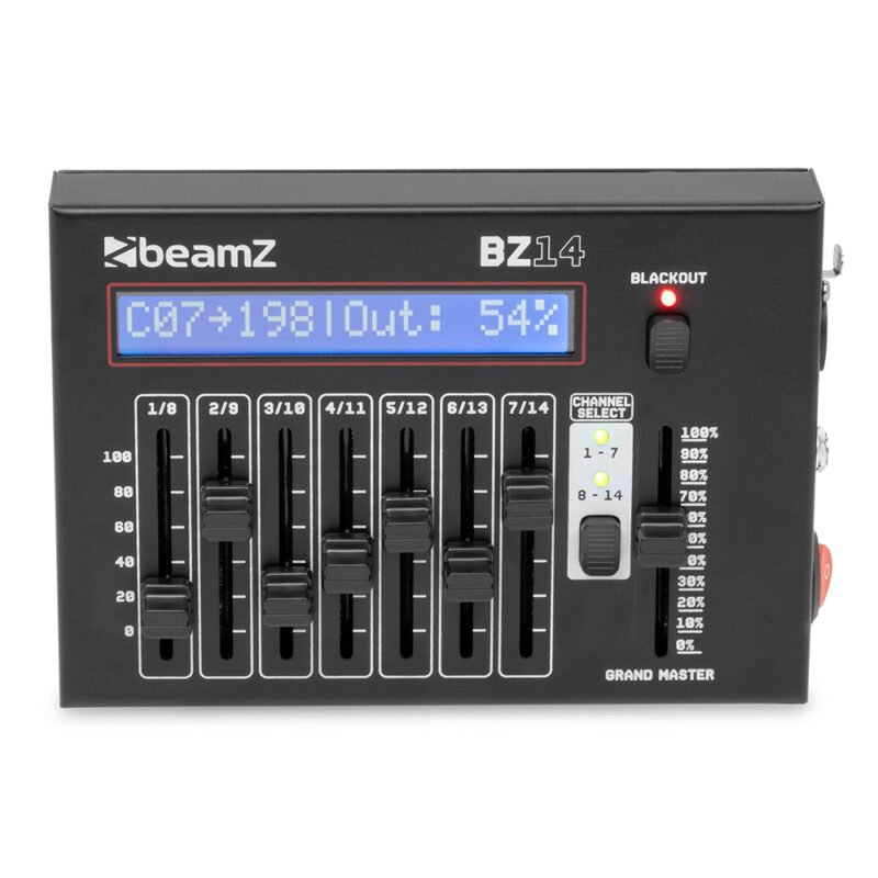 BeamZ BZ14 Compact 3-Pin DMX Controller for LED Lights – 14 Channels