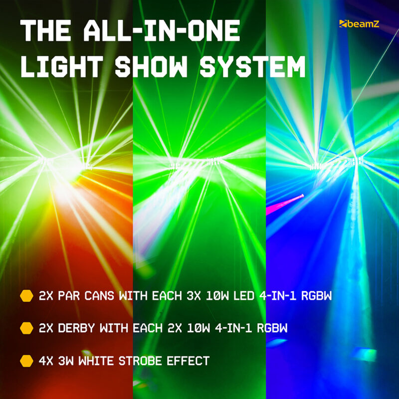 BeamZ SHOWBAR FREE2 Party Bar Lighting Kit with Strobe & Derby Effects