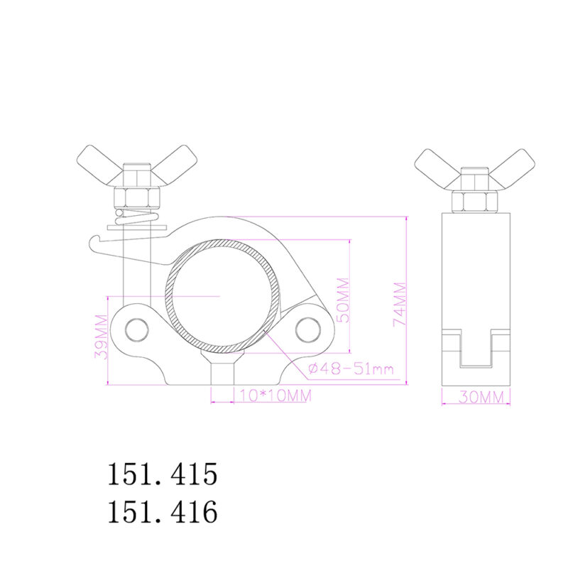 2x BeamZ BC50-500 Half Coupler Lighting Fixture Clamp 500kg – Aluminium