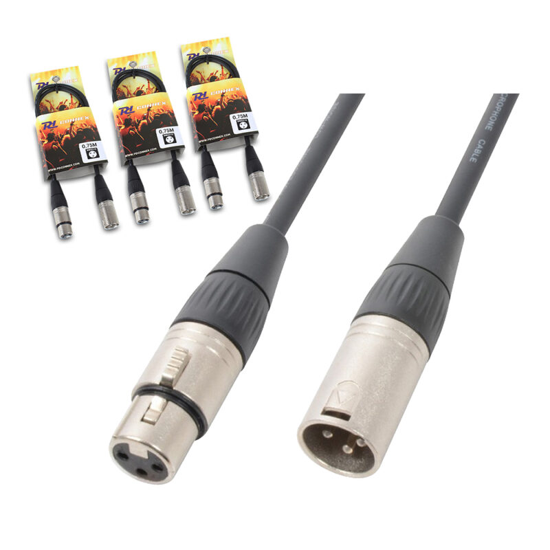 4x PD Connex 3-Pin DMX Lighting Cable – 0.75m 4x PD Connex 3-Pin DMX Lighting Cable – 0.75m