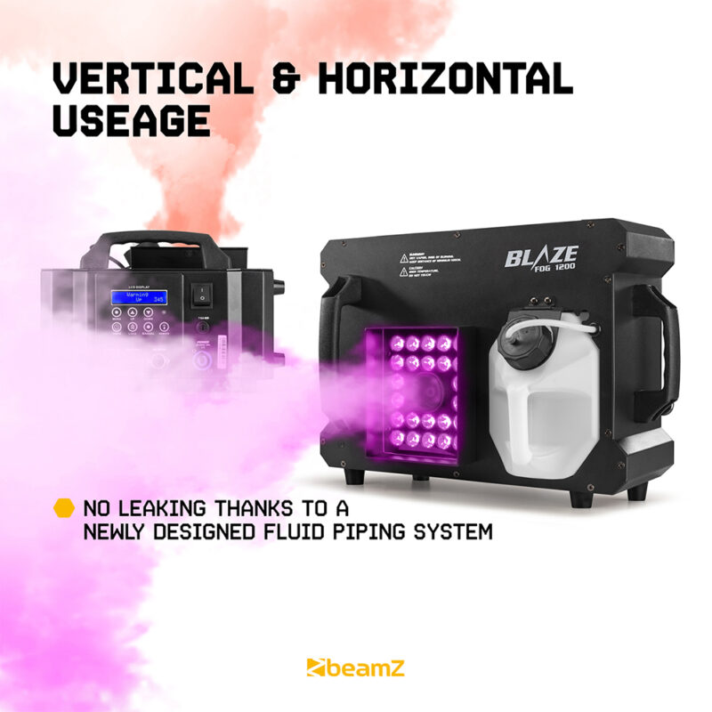 BeamZ BLAZE1200 1200W Vertical Smoke Machine 24x4W 4in1 LED & 5L Fluid