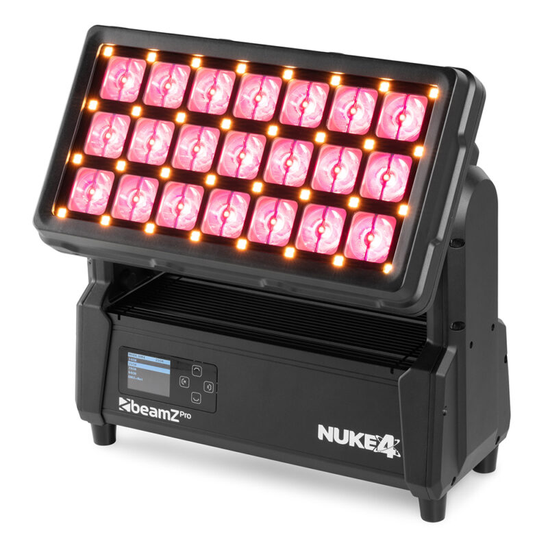 4x BeamZ Pro NUKE4 Motorised Strobe Beam Outdoor Light with Flightcase