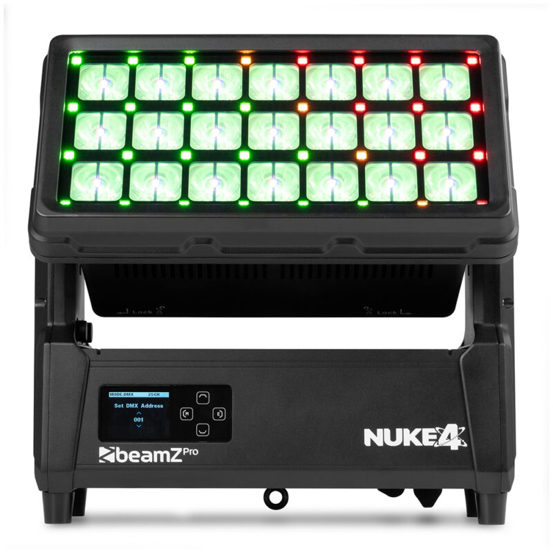 4x BeamZ Pro NUKE4 Motorised Strobe Beam Outdoor Light with Flightcase