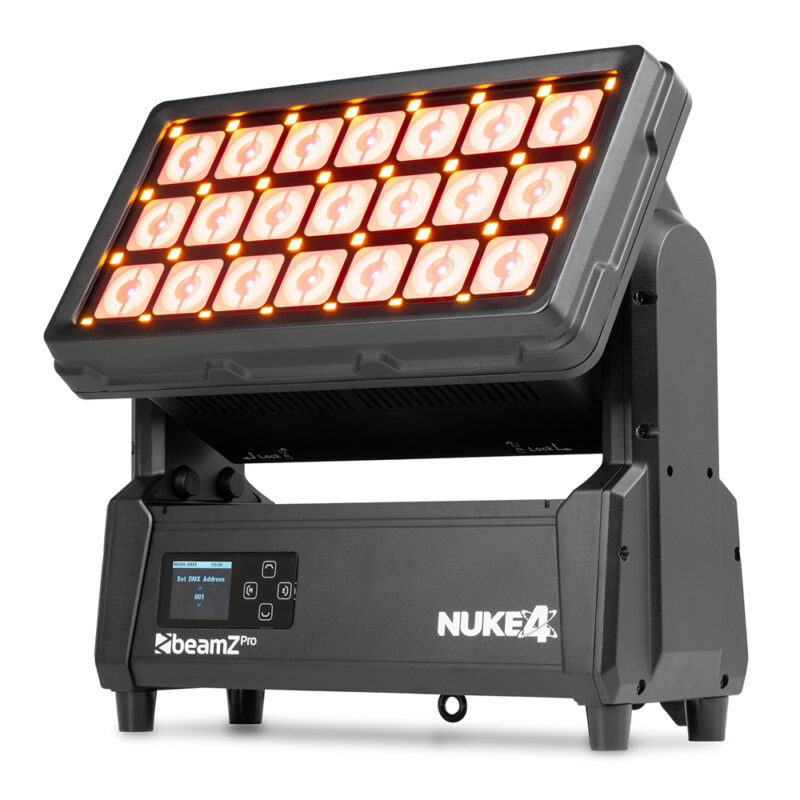 4x BeamZ Pro NUKE4 Motorised Strobe Beam Outdoor Light with Flightcase