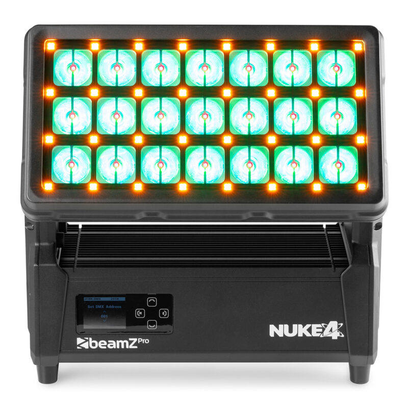 4x BeamZ Pro NUKE4 Motorised Strobe Beam Outdoor Light with Flightcase