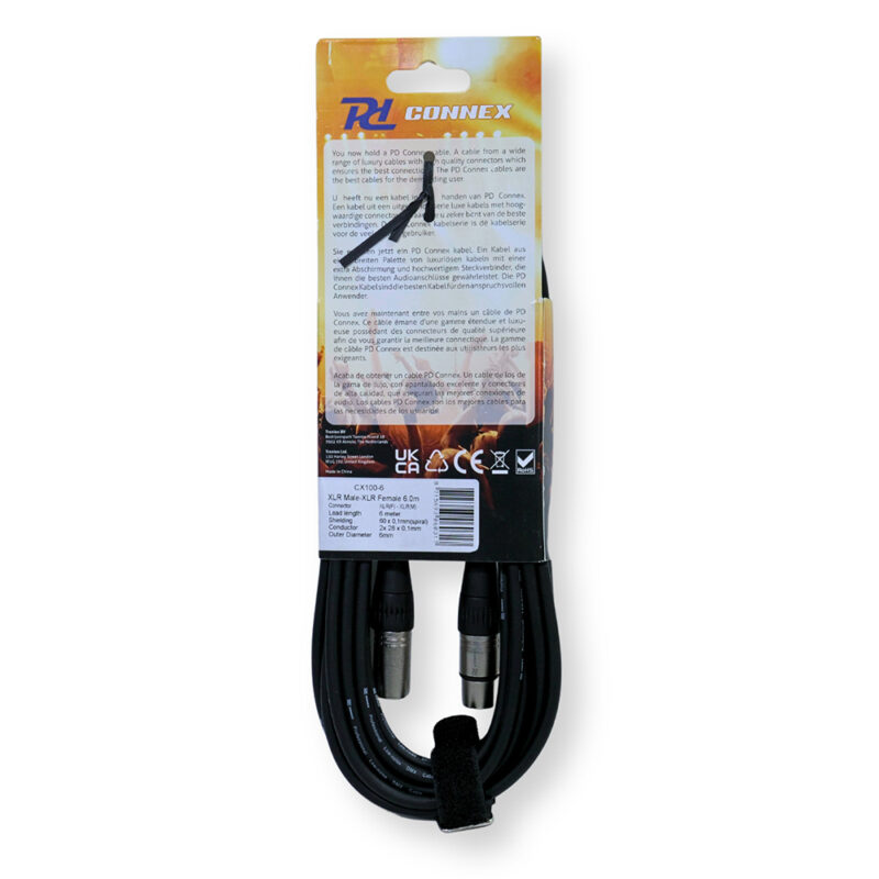 PD Connex CX100-6 3-Pin XLR DMX Lighting Cable – Male/Female 6m
