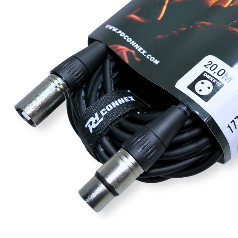 2x PD Connex CX100-20 3-Pin XLR DMX Lighting Cable – Male/Female 20m