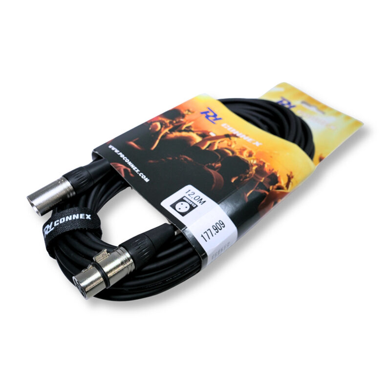 2x PD Connex CX100-12 3-Pin XLR DMX Lighting Cable – Male/Female 12m