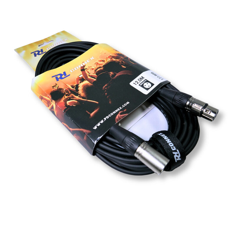 2x PD Connex CX100-12 3-Pin XLR DMX Lighting Cable – Male/Female 12m