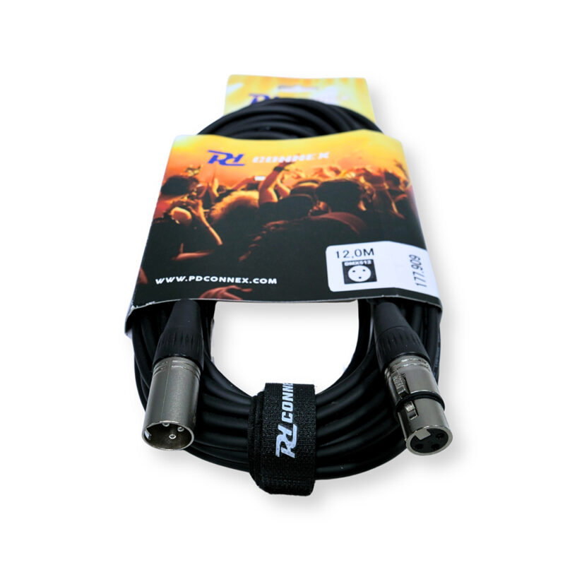 2x PD Connex CX100-12 3-Pin XLR DMX Lighting Cable – Male/Female 12m