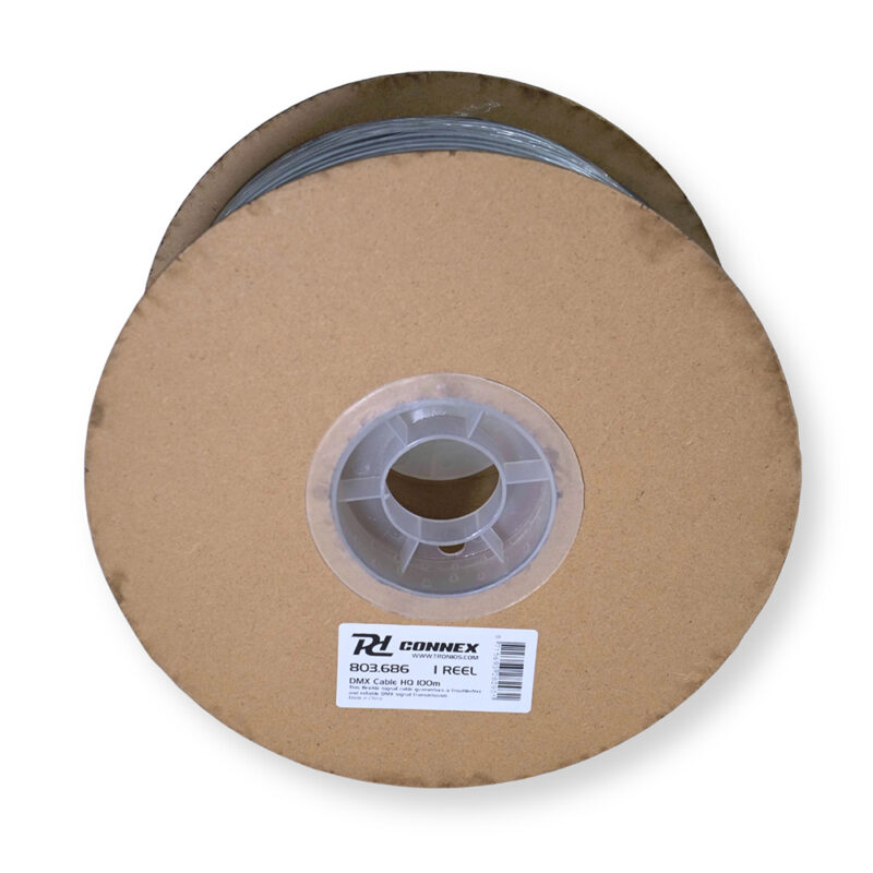 PD Connex RX50 2 Core 6mm DMX Cable Wire Reel – Black 100m