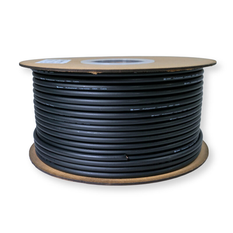 PD Connex RX50 2 Core 6mm DMX Cable Wire Reel – Black 100m