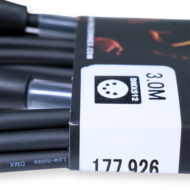 2x PD Connex CX102-3 5-Pin XLR DMX Lighting Cable – Male/Female 3m