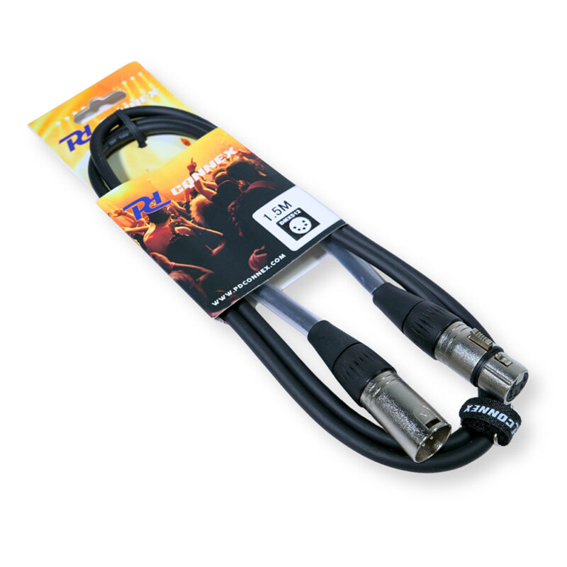2x PD Connex CX102-1 5-Pin XLR DMX Lighting Cable – Male/Female 1.5m