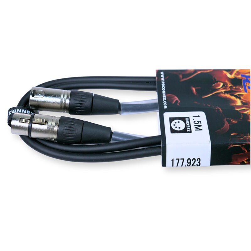 2x PD Connex CX102-1 5-Pin XLR DMX Lighting Cable – Male/Female 1.5m