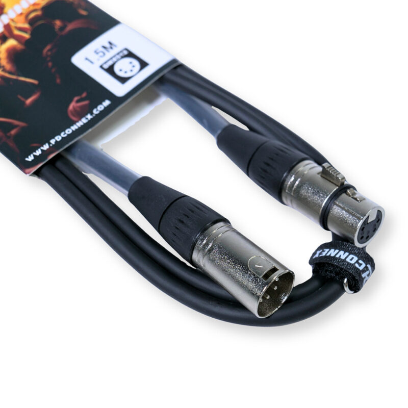 2x PD Connex CX102-1 5-Pin XLR DMX Lighting Cable – Male/Female 1.5m