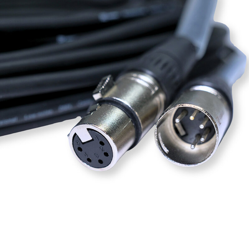 2x PD Connex CX102-12 5-Pin XLR DMX Lighting Cable – Male/Female 12m