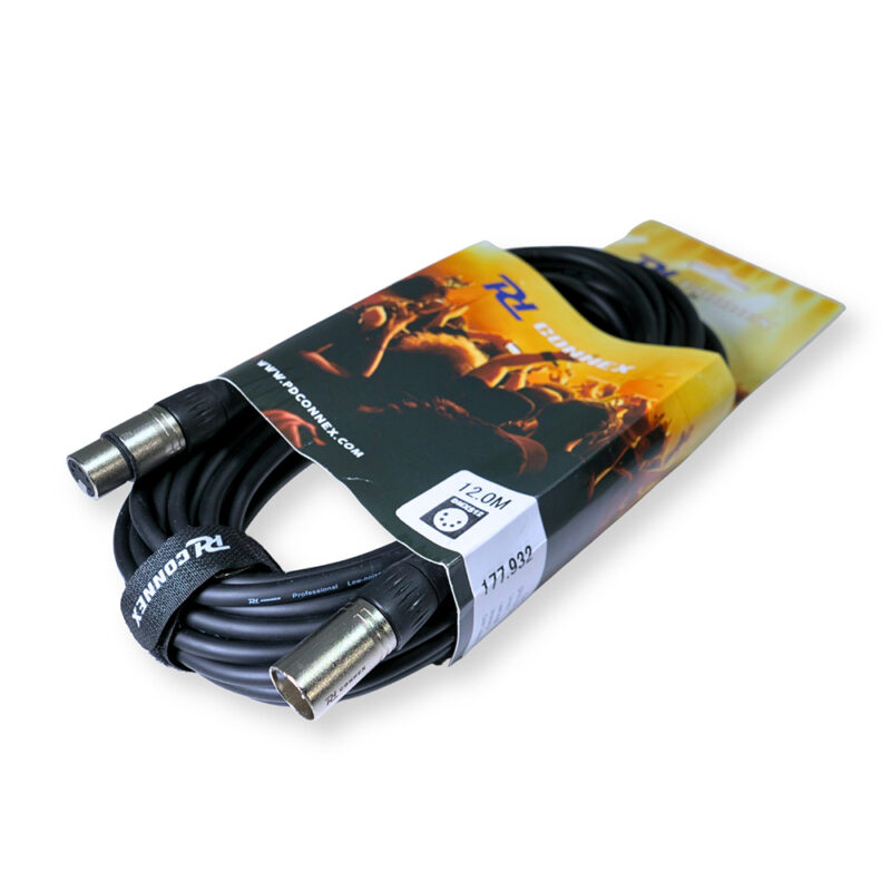 2x PD Connex CX102-12 5-Pin XLR DMX Lighting Cable – Male/Female 12m