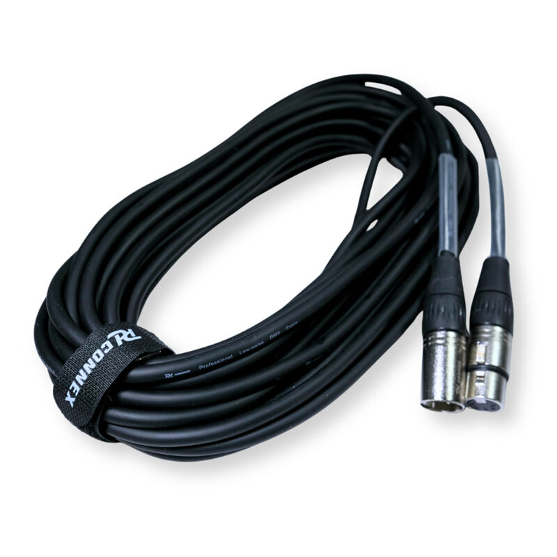 2x PD Connex CX102-12 5-Pin XLR DMX Lighting Cable – Male/Female 12m