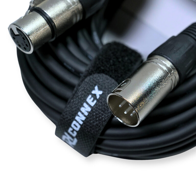 2x PD Connex CX102-20 5-Pin XLR DMX Lighting Cable – Male/Female 20m
