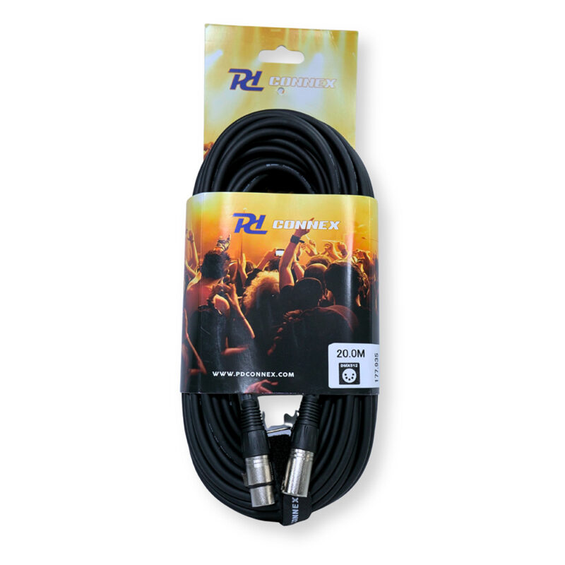 2x PD Connex CX102-20 5-Pin XLR DMX Lighting Cable – Male/Female 20m